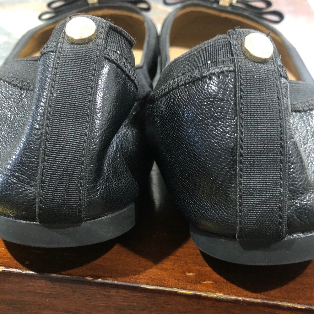 Michael Kors Fulton Ballet Flats Black Sz 10 leather and patent leather Bow&Logo - Picture 13 of 16